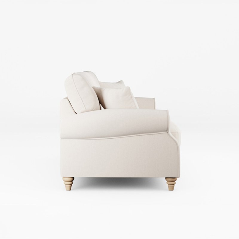 Hazel 4 Seater Sofa Fabric Ansell Bamboo With Country Oak Leg Side View