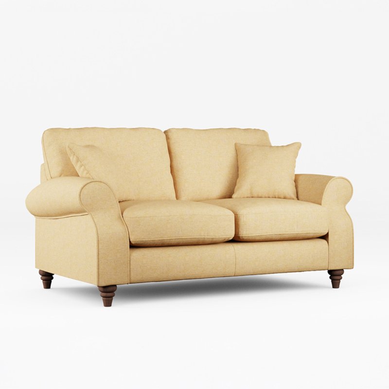 Hazel 2 Seater Sofa Fabric Oslo Ochre With Burnished Beech Leg