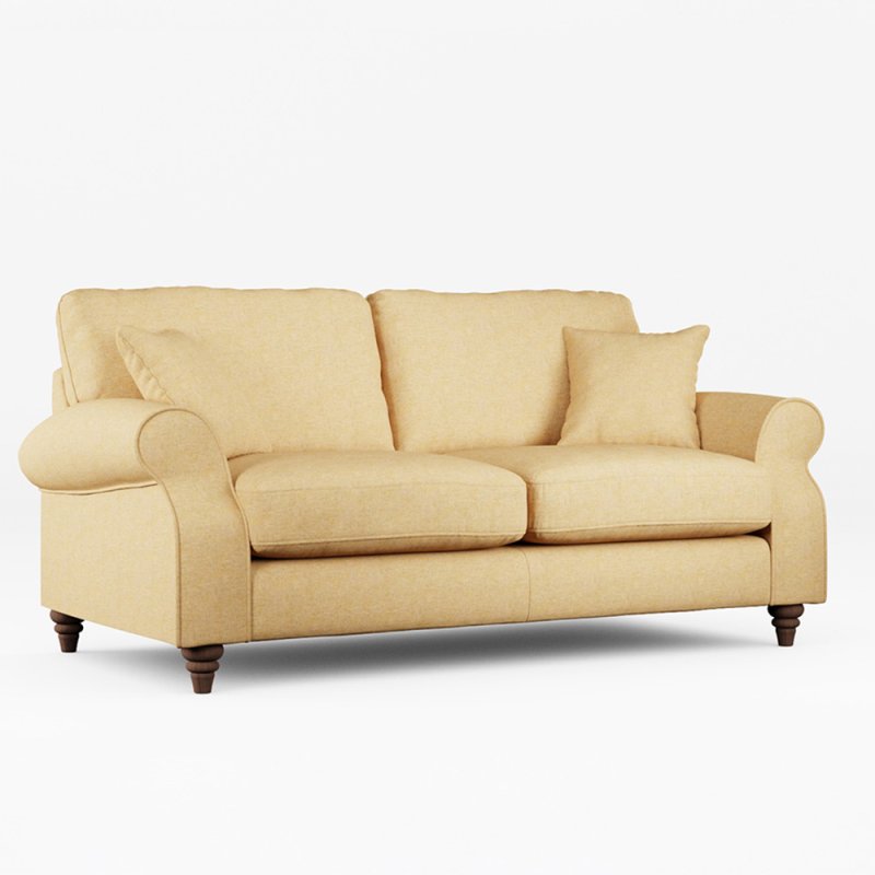 Hazel 3 Seater Sofa Fabric Oslo Ochre With Burnished Beech Leg