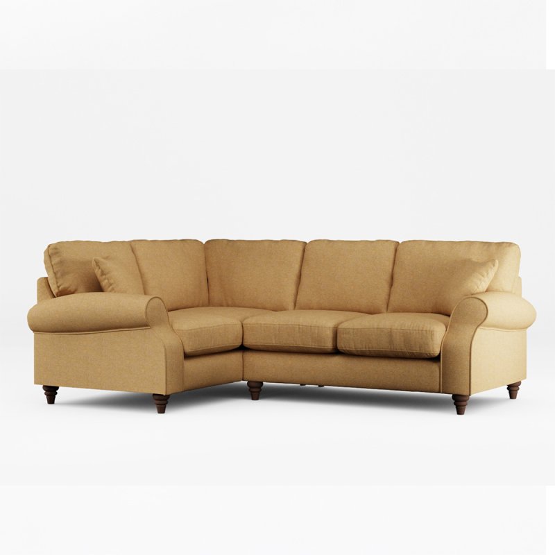 Hazel 4 Seater Corner Sofa Fabric Oslo Ochre With Burnished Beech Leg