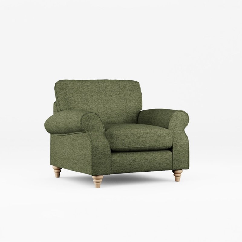 Hazel Armchair Fabric Mikah Basil With Country Oak Leg