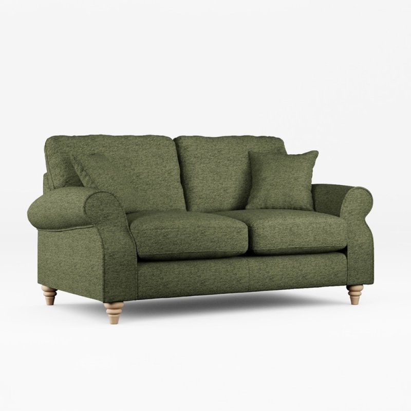 Hazel 2 Seater Sofa Fabric Mikah Basil With Country Oak Leg
