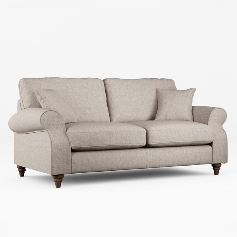 Hazel 3 Seater Sofa Fabric Oslo Mole With Burnished Beech Leg