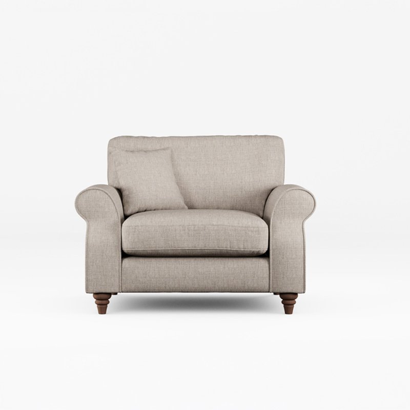 Hazel Snuggler Fabric Oslo Mole With Burnished Beech Leg Front View