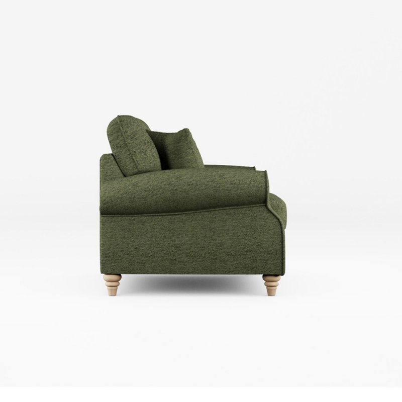 Hazel Snuggler Fabric Mikah Basil With Country Oak Leg Side View