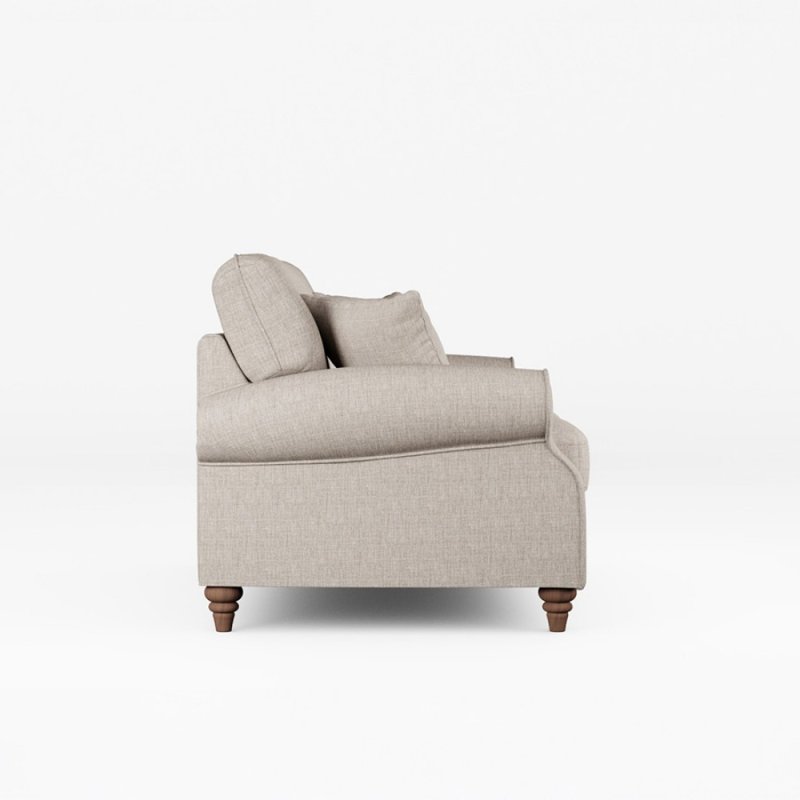 Hazel 2 Seater Sofa Fabric Oslo Mole With Burnished Beech Leg Side View