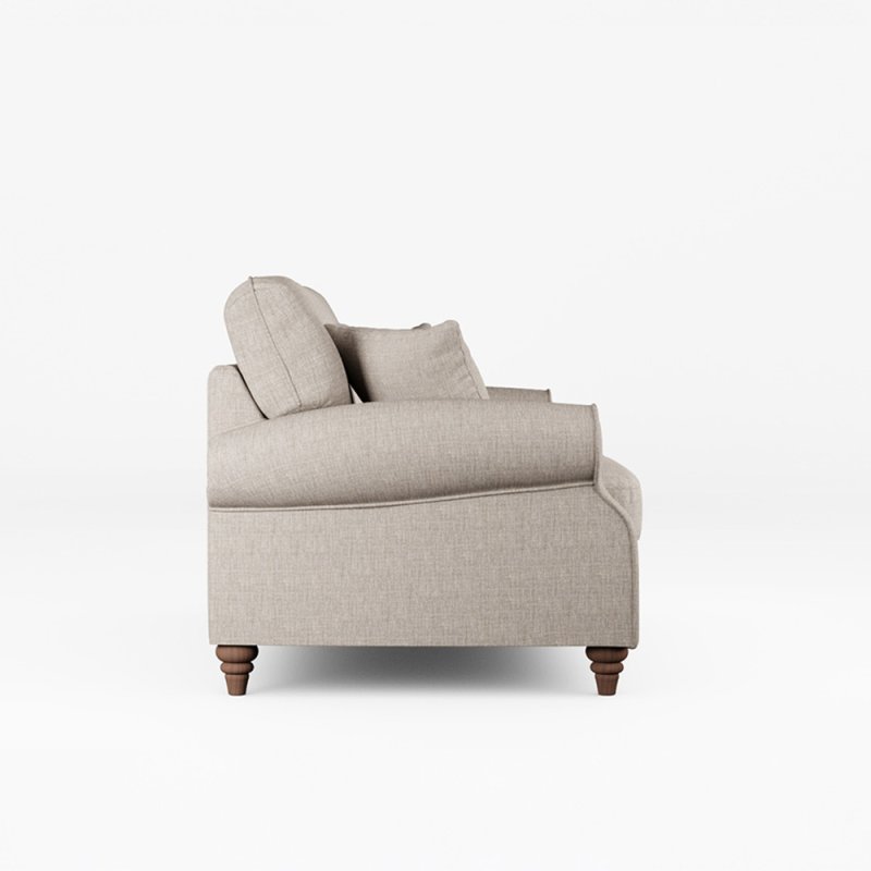 Hazel 3 Seater Sofa Fabric Oslo Mole With Burnished Beech Leg Side View