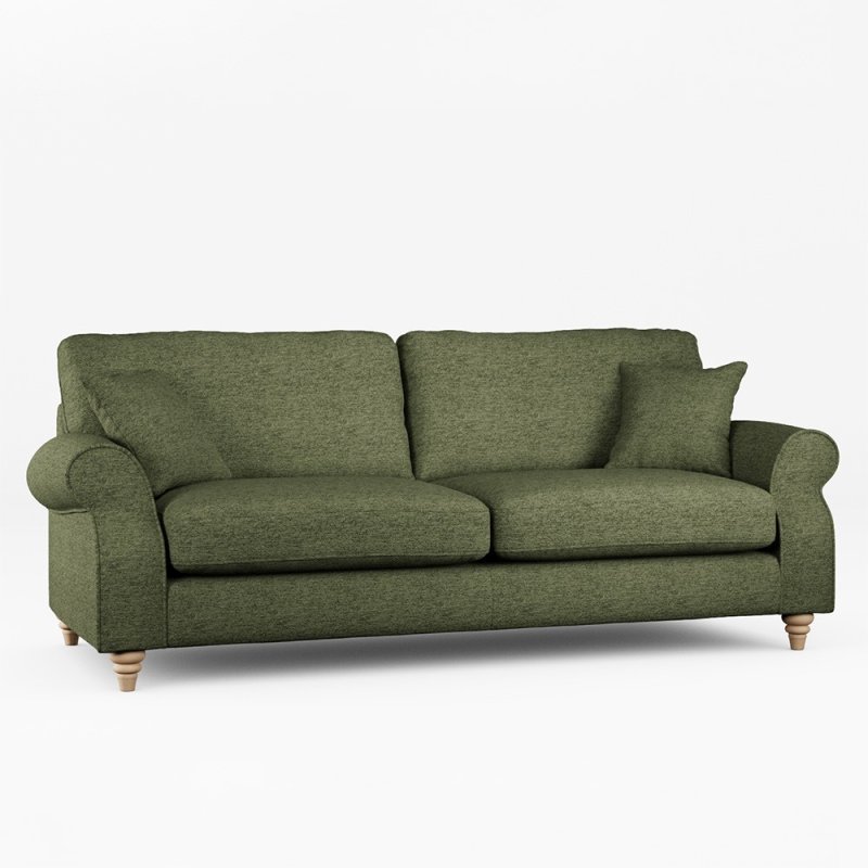 Hazel 4 Seater Sofa Fabric Mikah Basil With Country Oak Leg