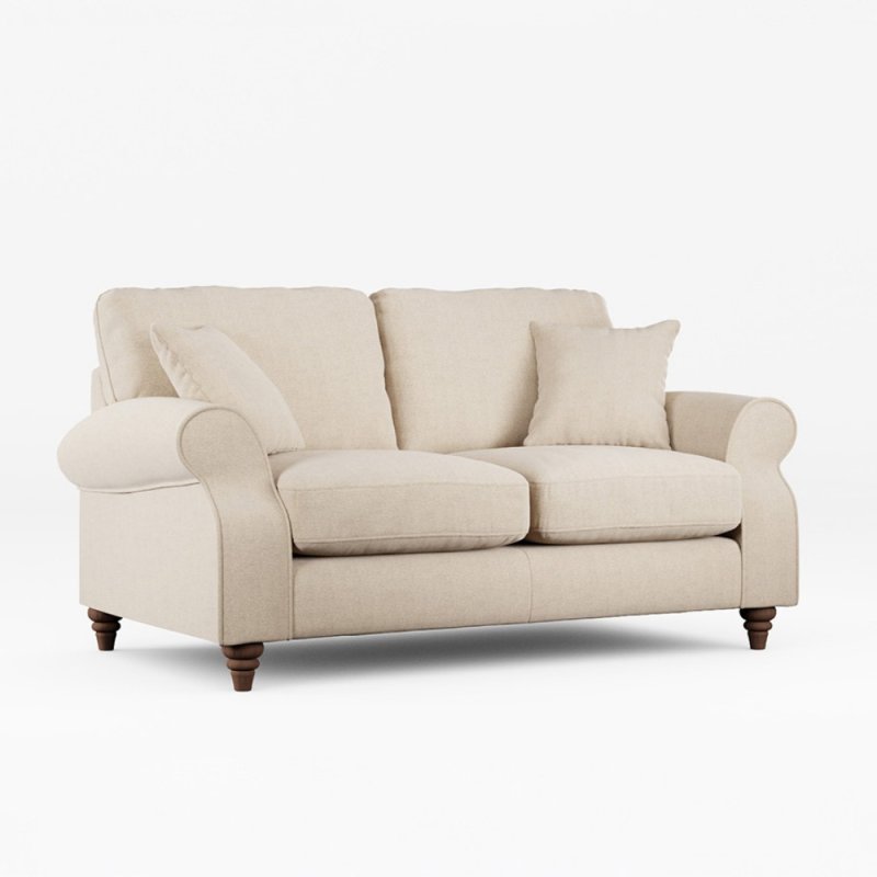 Hazel 2 Seater Sofa Fabric Minco Natural With Burnished Beech Leg 