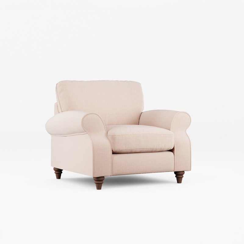 Hazel Armchair Fabric Ansell Rusty Rose With Burnished Beech Leg