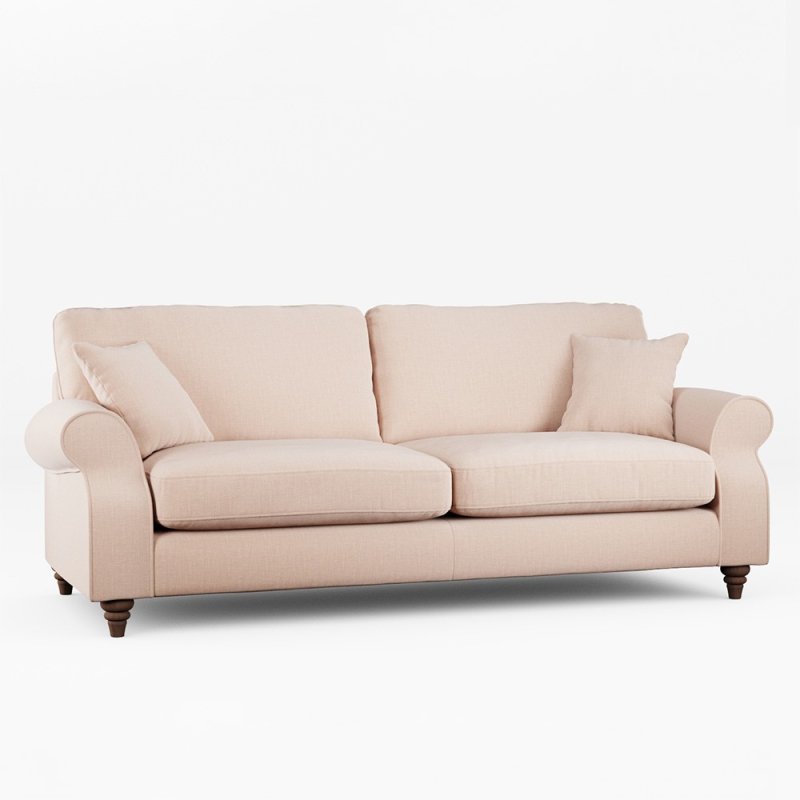 Hazel 3 Seater Sofa Fabric Ansell Rusty Rose With Burnished Beech Leg