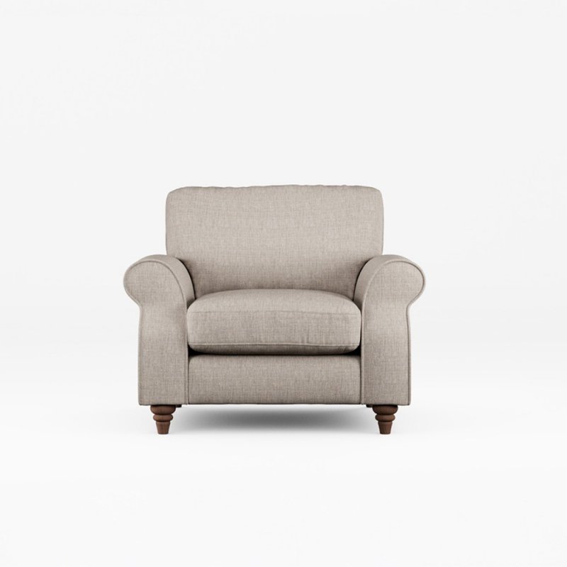 Hazel Armchair Fabric Oslo Mole With Burnished Beech Leg Front View