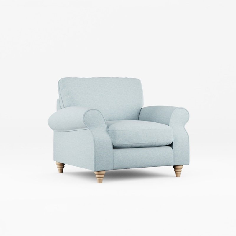 Hazel Armchair Fabric Minco Samur Teal With Country Oak Leg