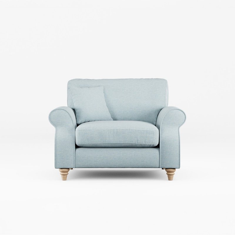 Hazel Snuggler Fabric Minco Samur Teal With Country Oak Leg Front View