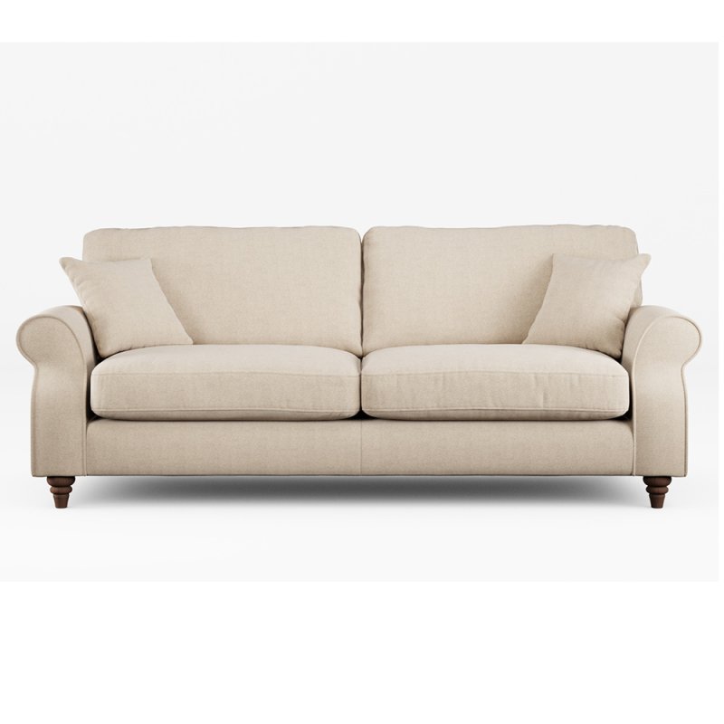 Hazel 4 Seater Sofa Fabric Minco Natural With Burnished Beech Leg