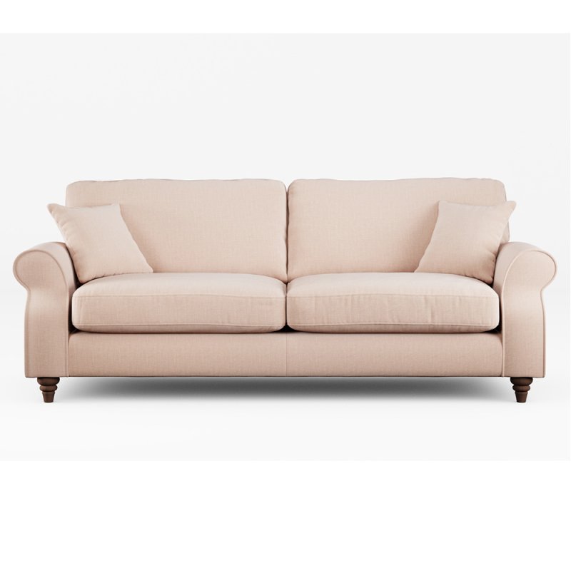 Hazel 4 Seater Sofa Fabric Ansell Rusty Rose With Burnished Beech Leg