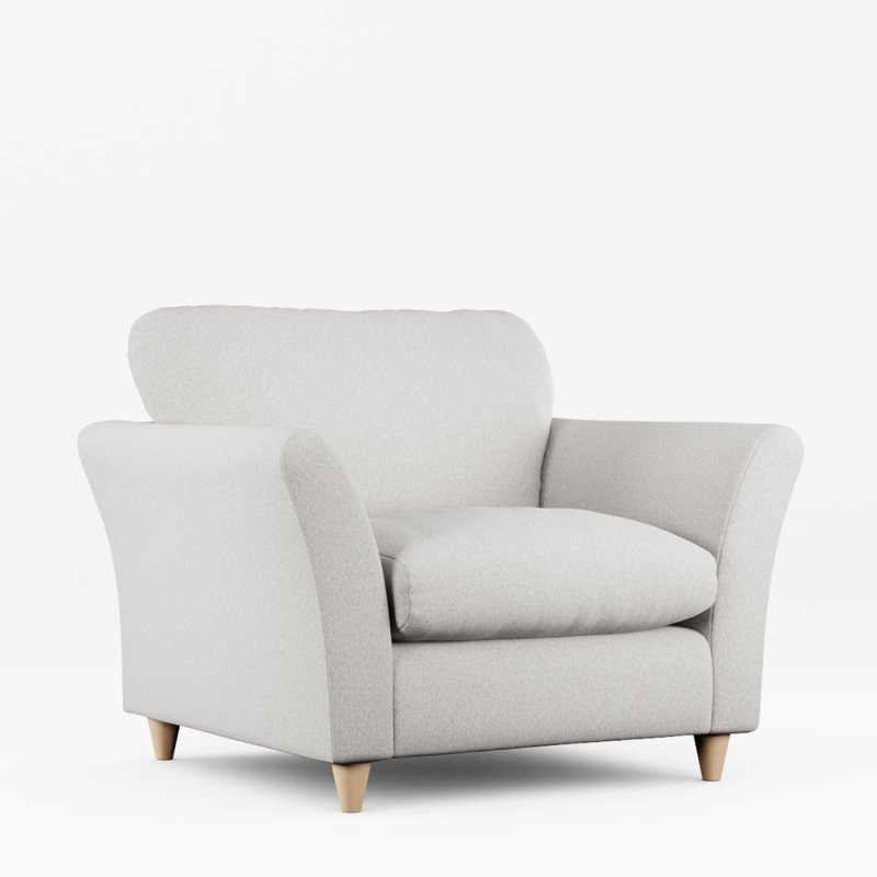 Alpine Armchair Fabric Minco Grey With Country Oak Leg