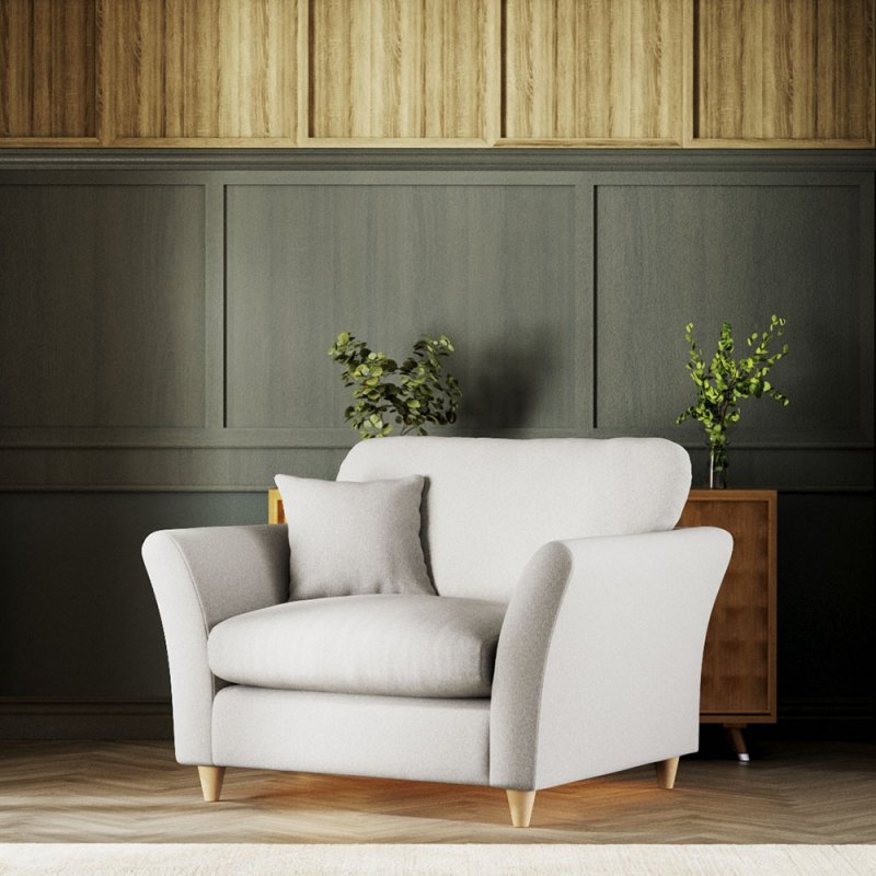 Alpine Snuggler Fabric Minco Grey With Country Oak Leg Lifestyle