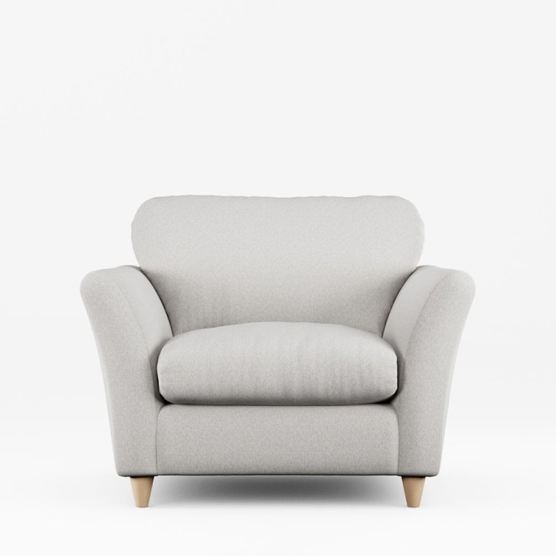 Alpine Armchair Fabric Minco Grey With Country Oak Leg Front