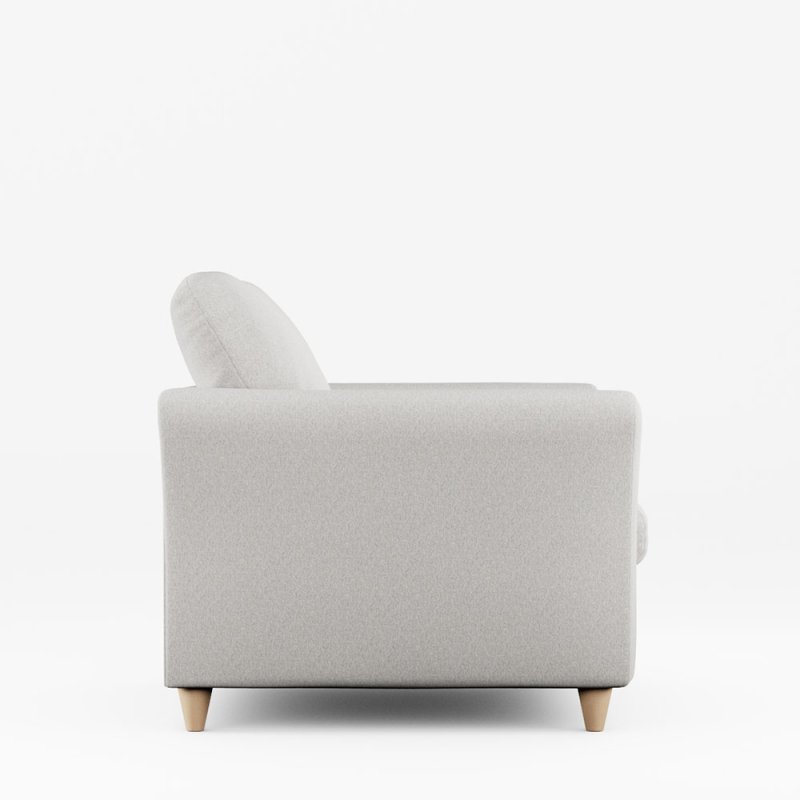 Alpine Armchair Fabric Minco Grey With Country Oak Leg Full Side View