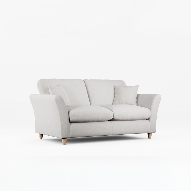 Alpine 2 Seater Sofa Fabric Minco Grey With Country Oak Leg