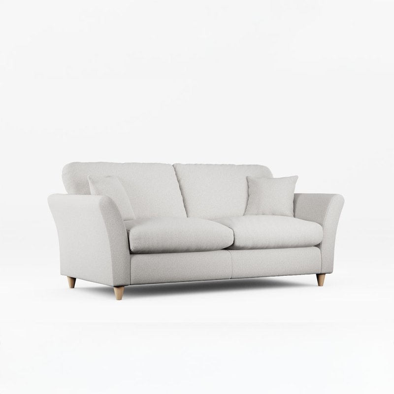 Alpine 3 Seater Sofa Fabric Minco Grey With Country Oak Leg