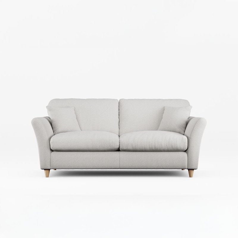 Alpine 3 Seater Sofa Fabric Minco Grey With Country Oak Leg Front