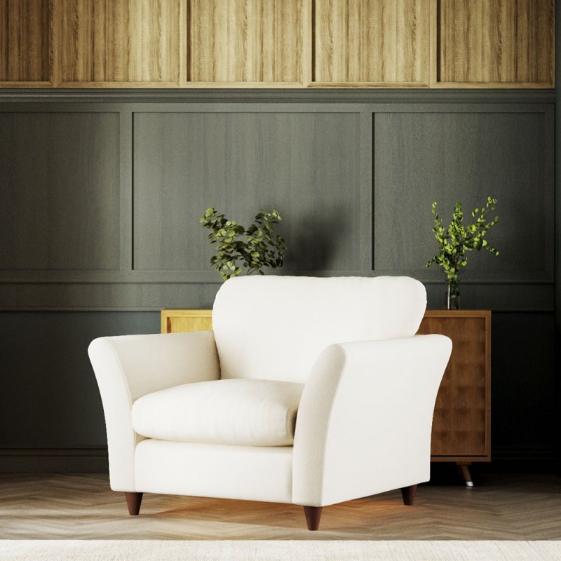 Alpine Armchair Fabric Minco Ivory With Burnished Beech Leg Lifestyle