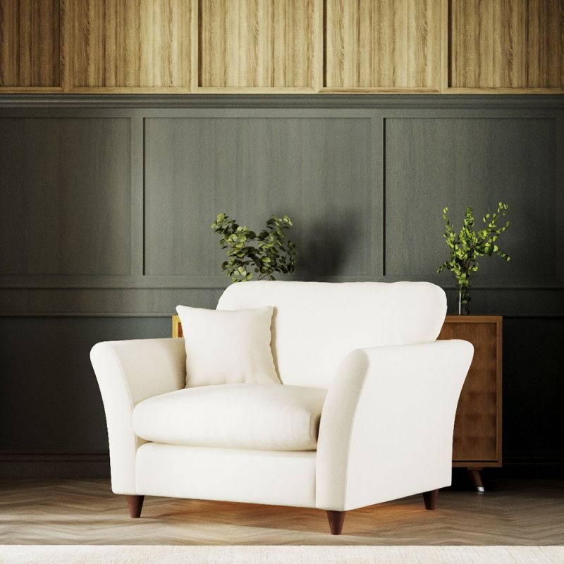 Alpine Snuggler Fabric Minco Ivory With Burnished Beech Leg Lifestyle