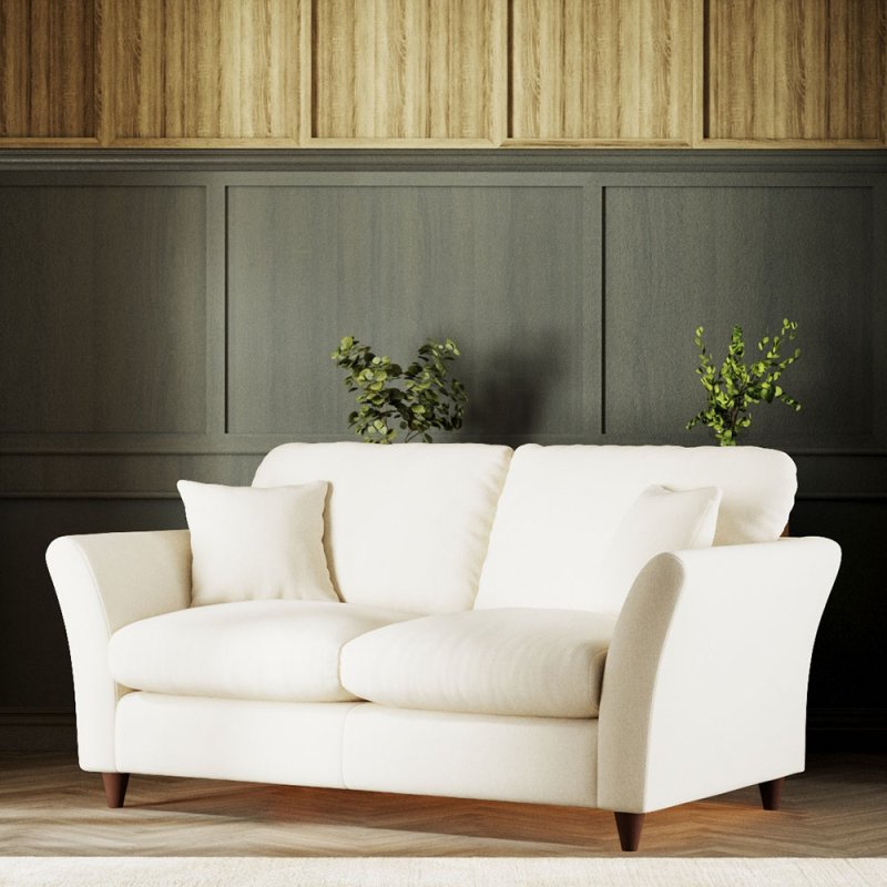 Alpine 2 Seater Sofa Fabric Minco Ivory With Burnished Beech Leg Lifestyle