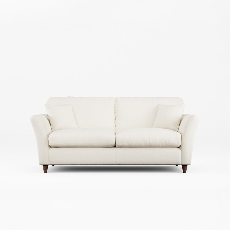 Alpine 3 Seater Sofa Fabric Minco Ivory With Burnished Beech Leg Front View