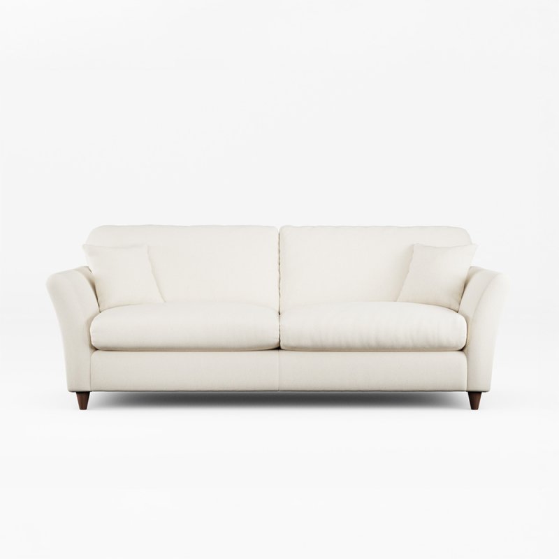 Alpine 4 Seater Sofa Fabric Minco Ivory With Burnished Beech Leg Front View