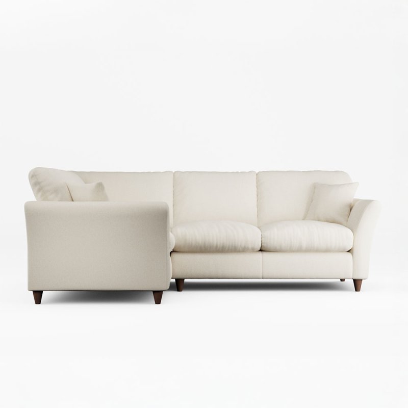 Alpine 4 Seater Corner Sofa Fabric Minco Ivory With Burnished Beech Leg Side View
