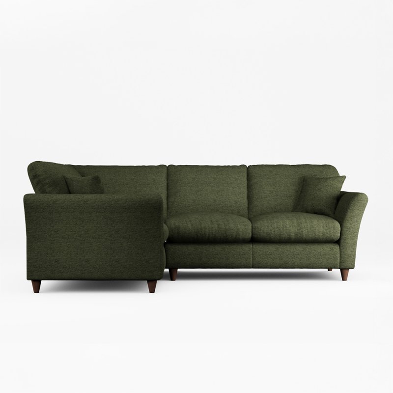 Alpine 4 Seater Corner Sofa Fabric Minco Basil With Burnished Beech Leg Side View