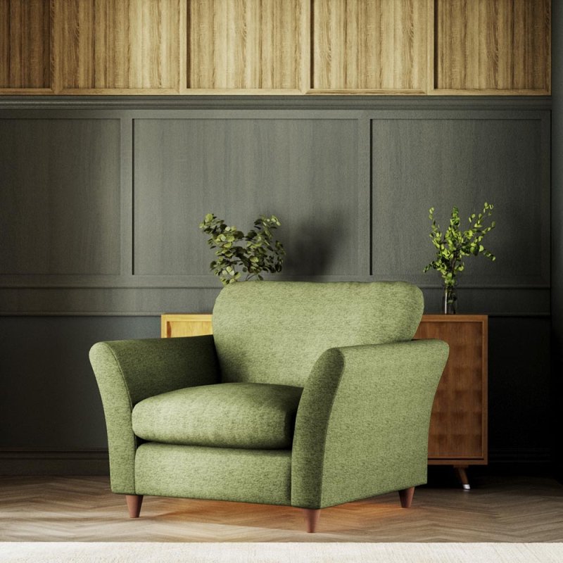 Alpine Armchair Fabric Mikah Basil With Burnished Beech Leg Lifestyle