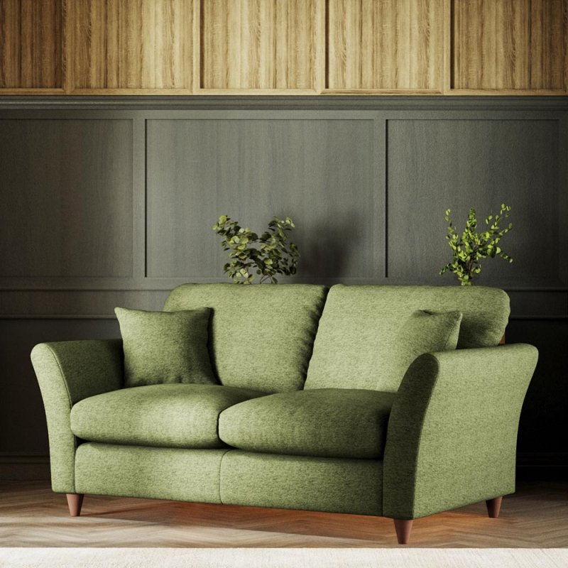 Alpine 2 Seater Sofa Fabric Mikah Basil With Burnished Beech Leg Lifestyle