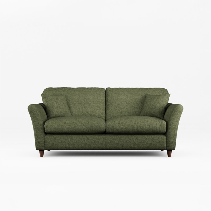 Alpine 3 Seater Sofa Fabric Mikah Basil With Burnished Beech Leg Front View