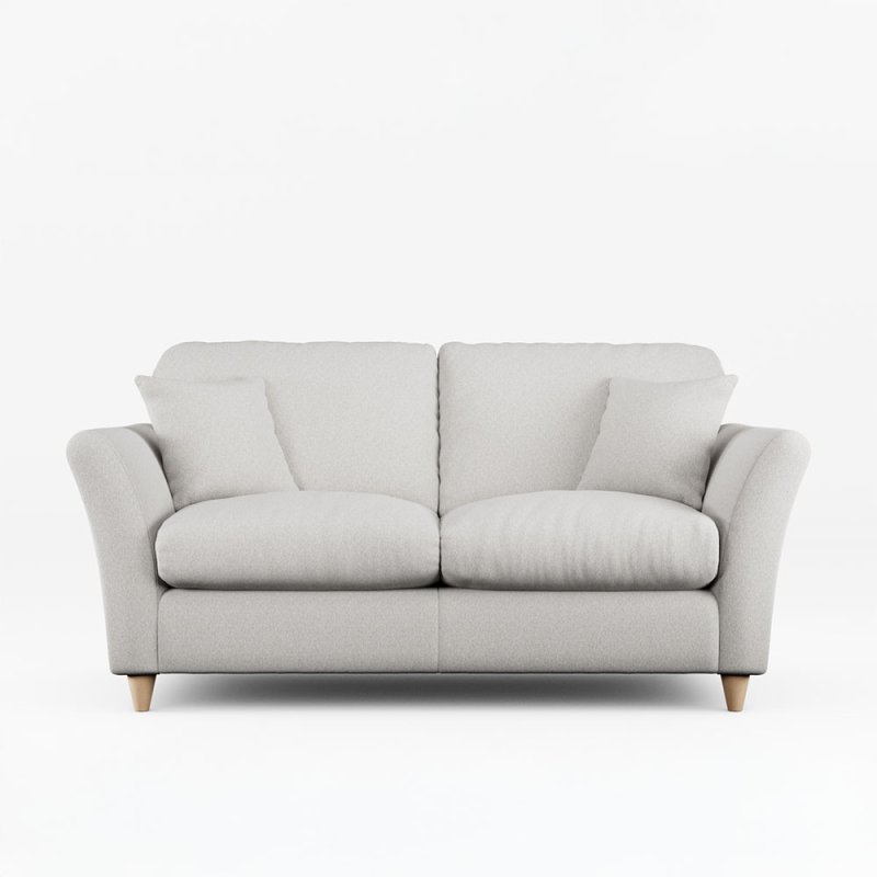 Alpine 2 Seater Sofa Fabric Minco Grey With Country Oak Leg Front