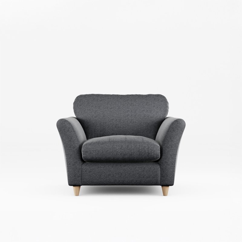 Alpine Armchair Fabric Mikal Cosmos With Country Oak Leg Front View