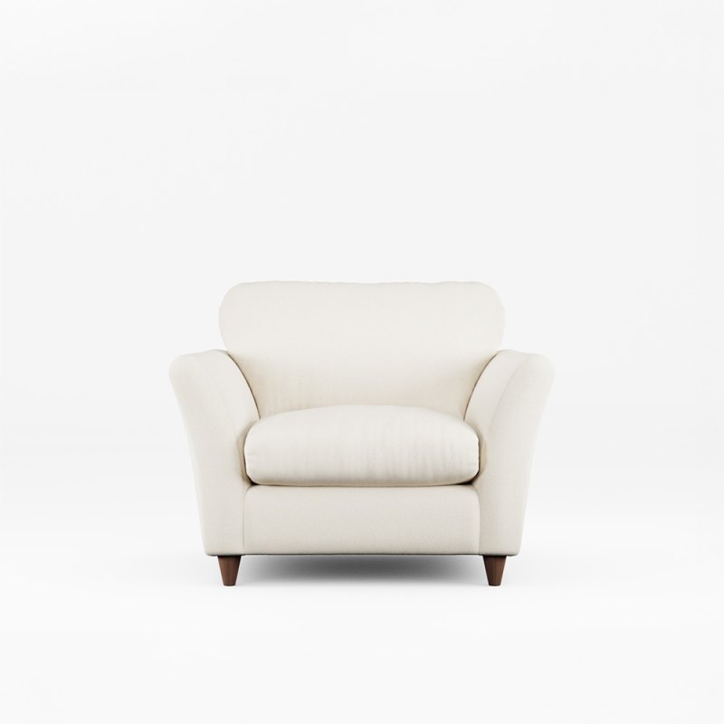 Alpine Armchair Fabric Minco Ivory With Burnished Beech Leg Front View