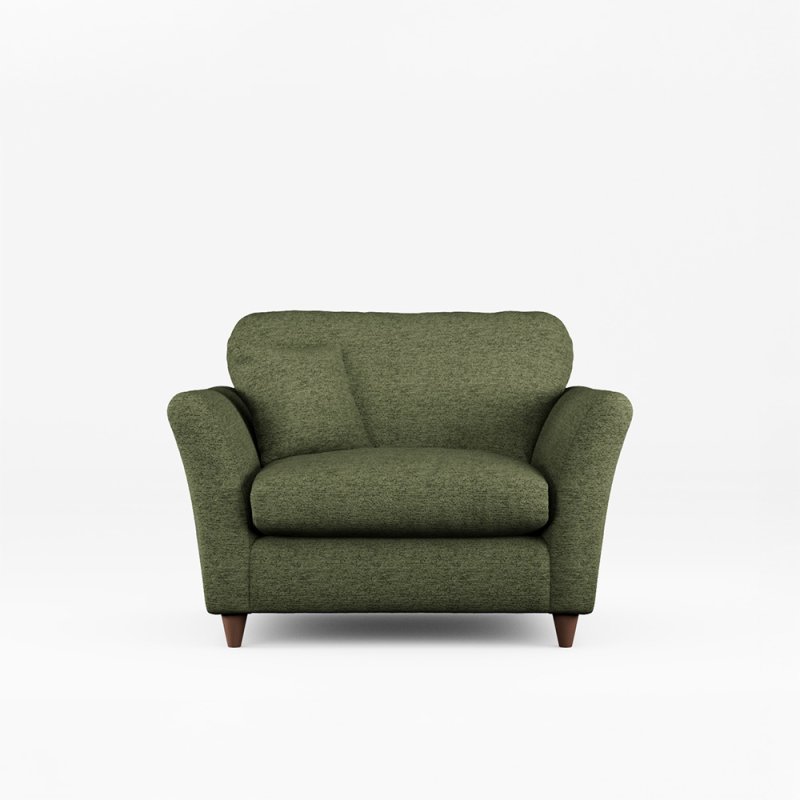 Alpine Snuggler Fabric Mikah Basil With Burnished Beech Leg Front View