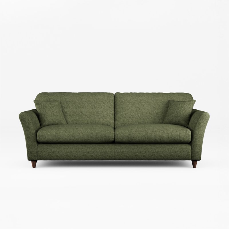 Alpine 4 Seater Sofa Fabric Mikah Basil With Burnished Beech Leg Front View