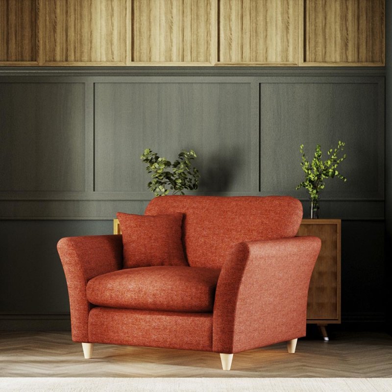 Alpine Snuggler Fabric Mikah Maple With Country Oak Leg Lifestyle