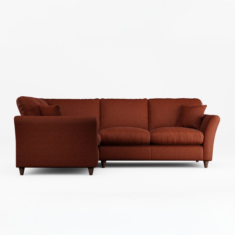 Alpine 4 Seater Corner Sofa Fabric Mikah Maple With Country Oak Leg Side View