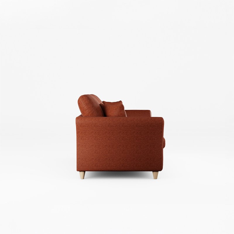 Alpine 4 Seater Sofa Fabric Mikah Maple With Country Oak Leg Side View