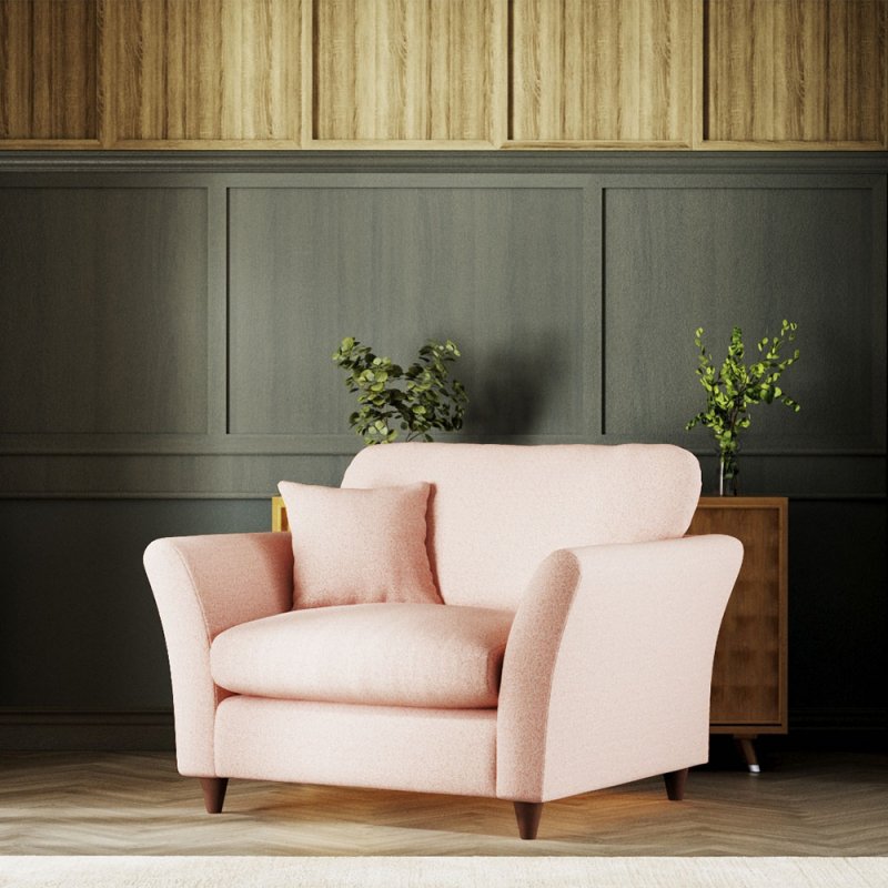 Alpine Snuggler Fabric Minco Clay With Burnished Beech Leg Lifestyle