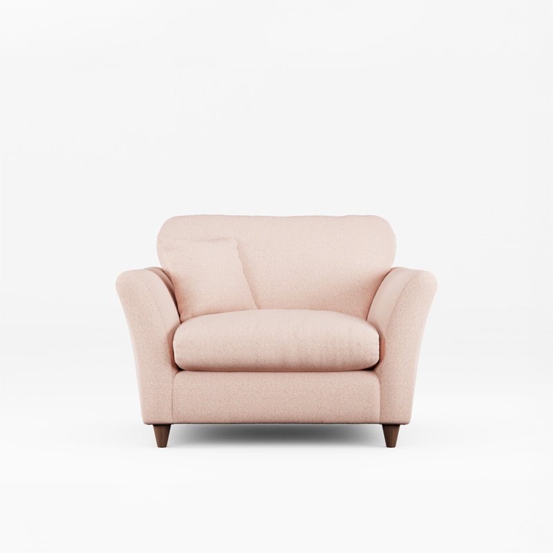 Alpine Snuggler Fabric Minco Clay With Burnished Beech Leg Front View
