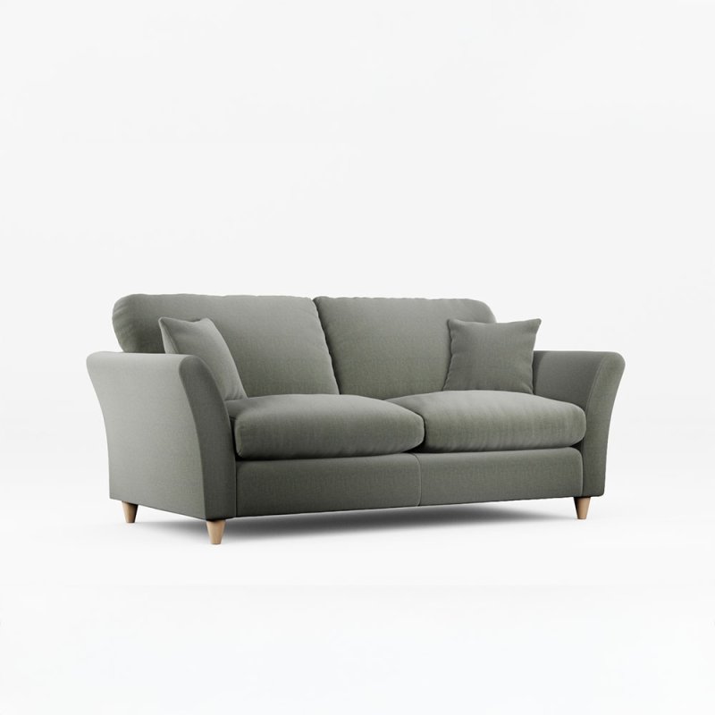 Alpine 3 Seater Sofa Fabric Ansell Moss With Country Oak Leg