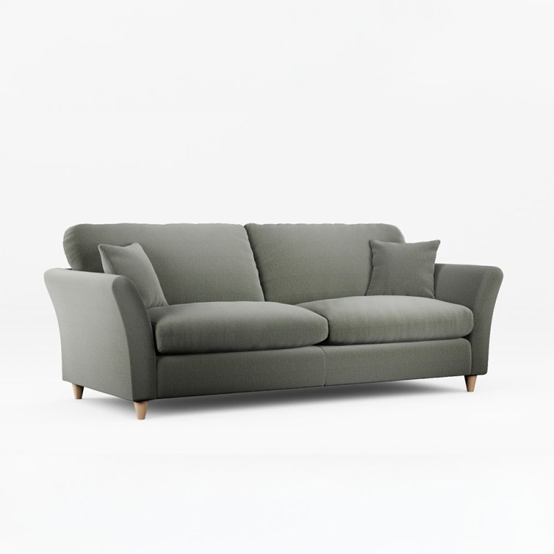 Alpine 4 Seater Sofa Fabric Ansell Moss With Country Oak Leg