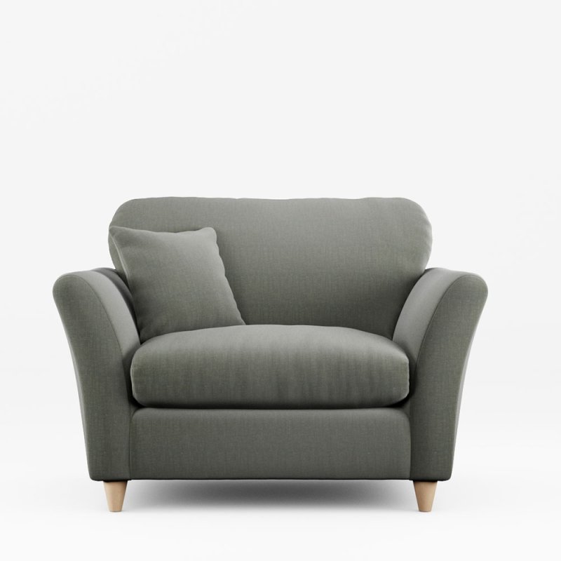 Alpine Snuggler Fabric Ansell Moss With Country Oak Leg Front View